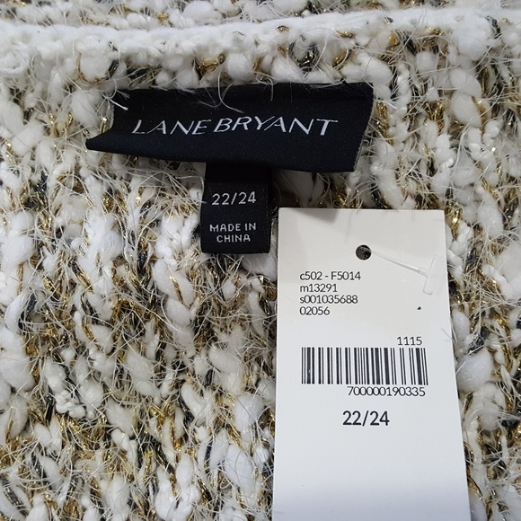 Lane Bryant Sweater White Gold Fringe 22/24 - Picture 7 of 8